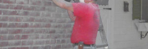 Man working on masonry repairs