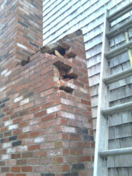 Broken brick chimney